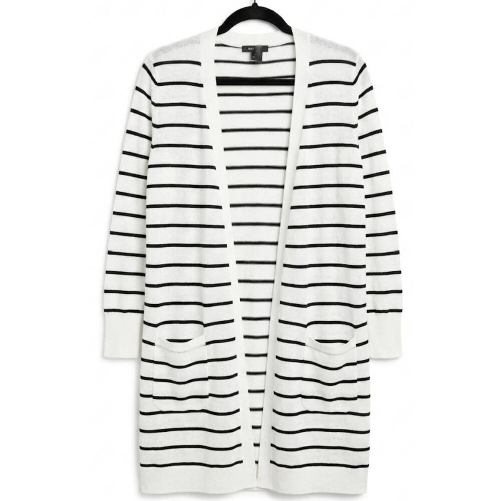 Halogen womens medium linen viscose black white cardigan spring summer